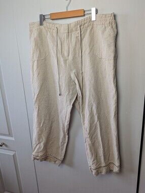 LAURA Plus Capri Crop Women Plus Size Pants Size 16 Linen Mix Beige Color